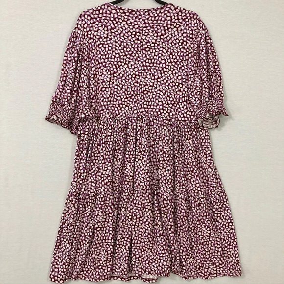 Draper James Purple White Polka Dot V Neck Stretch Tiered Casual Dress size XXL - Picture 11 of 12